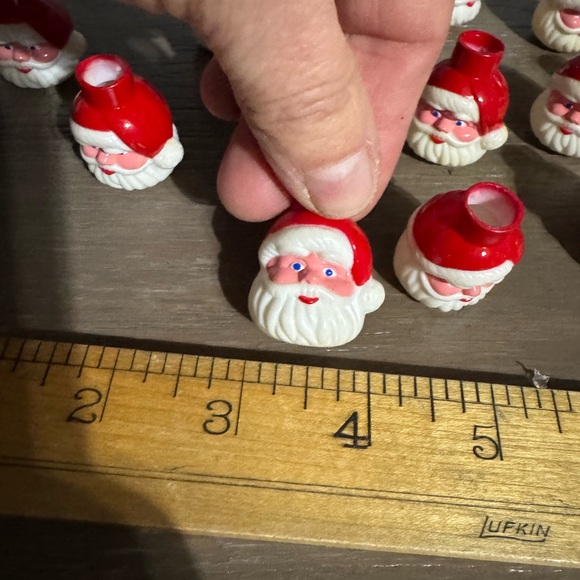 Vintage MCm Blow Mold Plastic Santa Head Light Reflectors Set 18 - Picture 4 of 4
